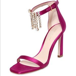 Stuart Weitzman 100MM Swarovski Satin Sandal - 38